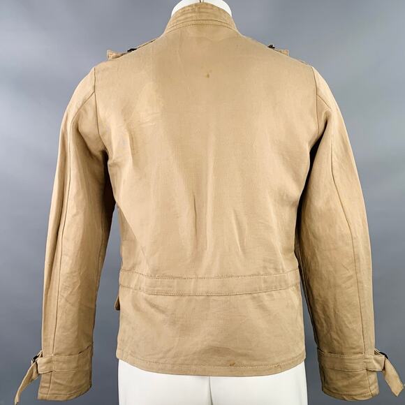 BOTTEGA VENETA Size 40 Khaki Linen Cotton Twill Buckles Zip Up Bondage Jacket - Picture 3 of 11